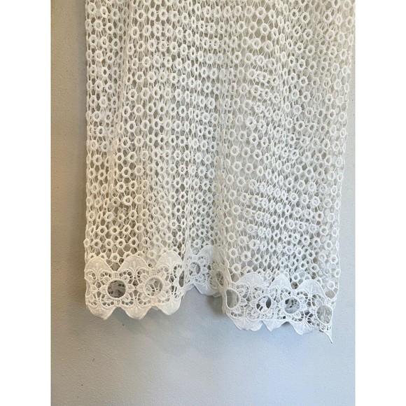 Simply Irresistible Top Womens L White Crochet Open Knit Tunic Boho Cover Up - Picture 3 of 10